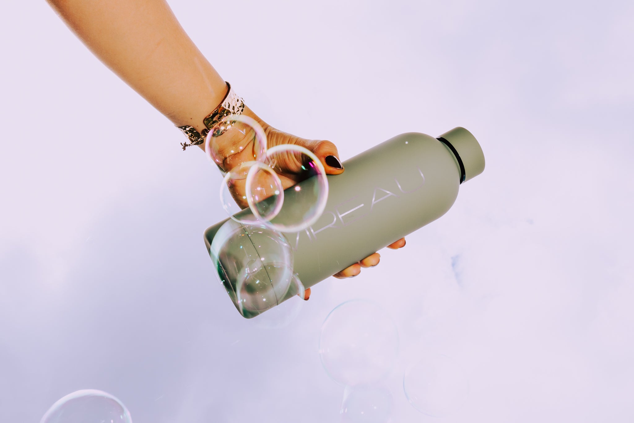 Groene Vireau RVS fles 0,5L – dubbelwandig roestvrij staal detail